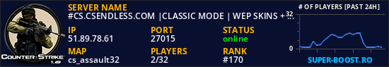 #CS.CSENDLESS.COM |CLASSIC MODE | WEP SKINS + VIP FREE|
