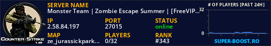 Monster Team | Zombie Escape Summer | [FreeVIP+CSO+Events+Levels!] | Nemesis Mod!