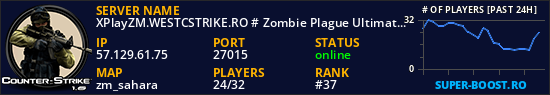 XPlayZM.WESTCSTRIKE.RO # Zombie Plague UltimateX [FDL + VIP 22-10 + POINTS] ®