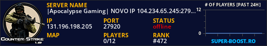 |Apocalypse Gaming| NOVO IP 104.234.65.245:27920