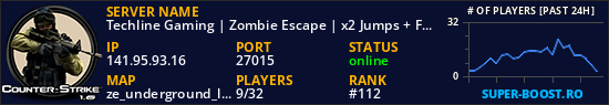 Techline Gaming | Zombie Escape | x2 Jumps + FREE VIP 21-09|